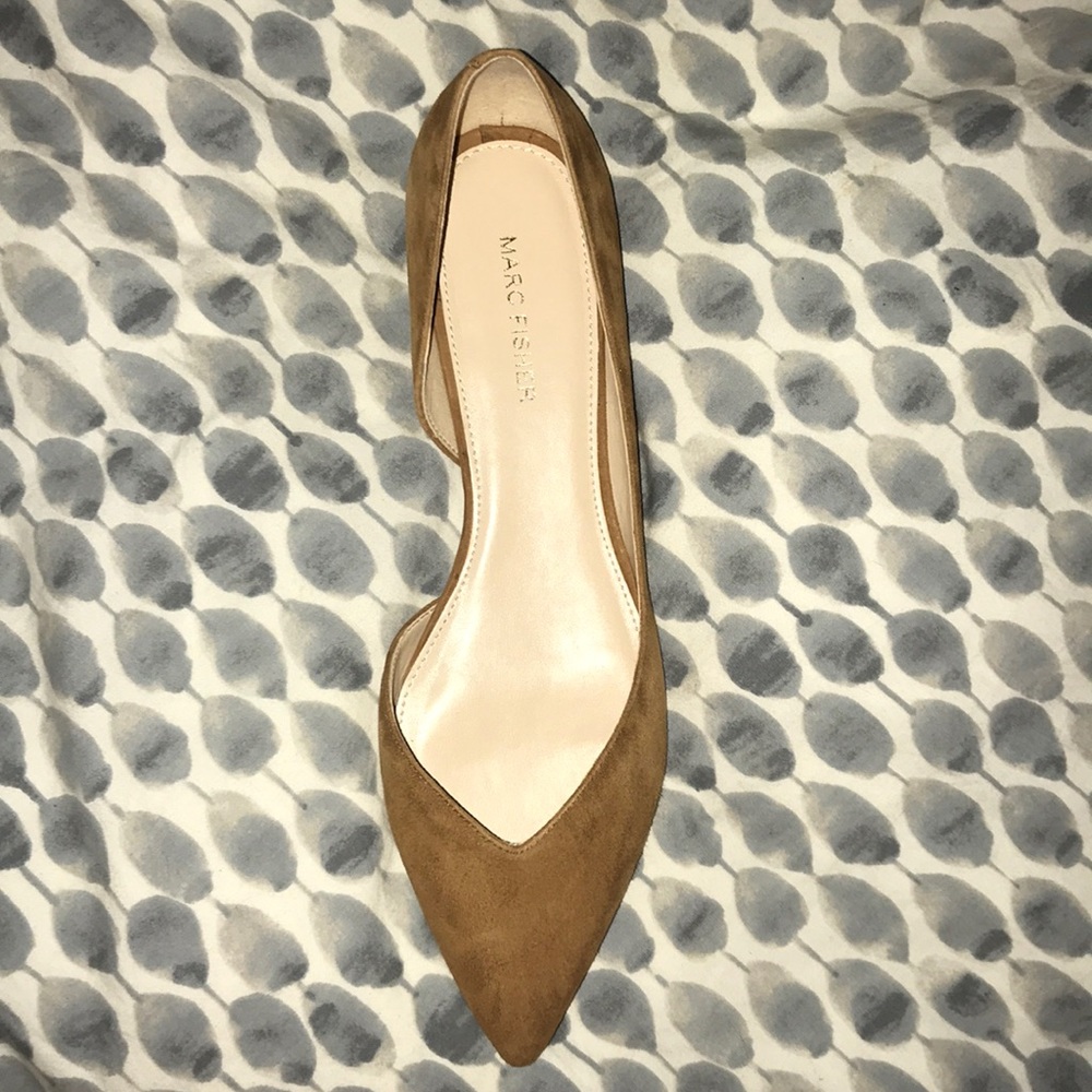 Marc Fisher flat brwn suede pointy toe dress flats